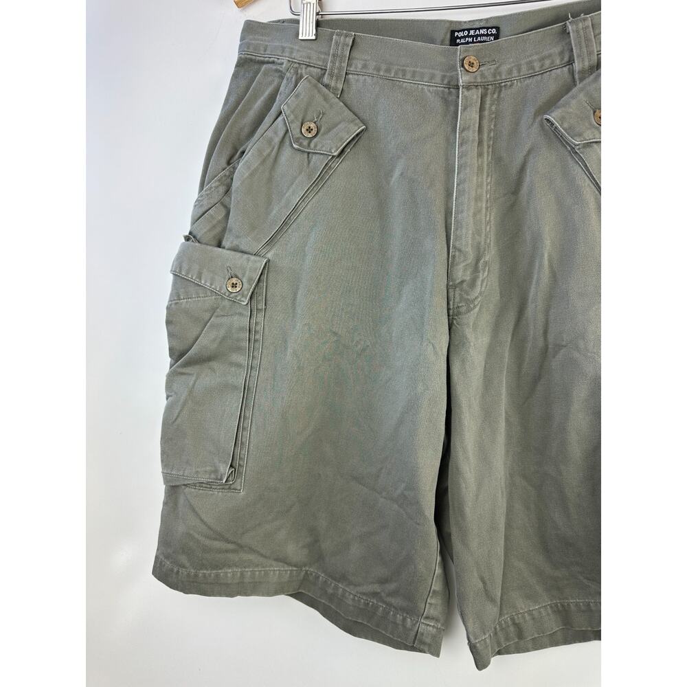 Polo Jeans Co. Ralph Lauren Cargo Shorts Faded Green Vtg Look Men's Size 36 - Picture 3 of 13